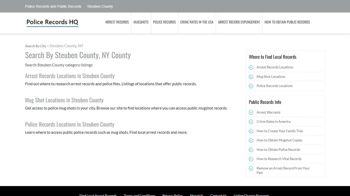 Police Records in Steuben County, NY